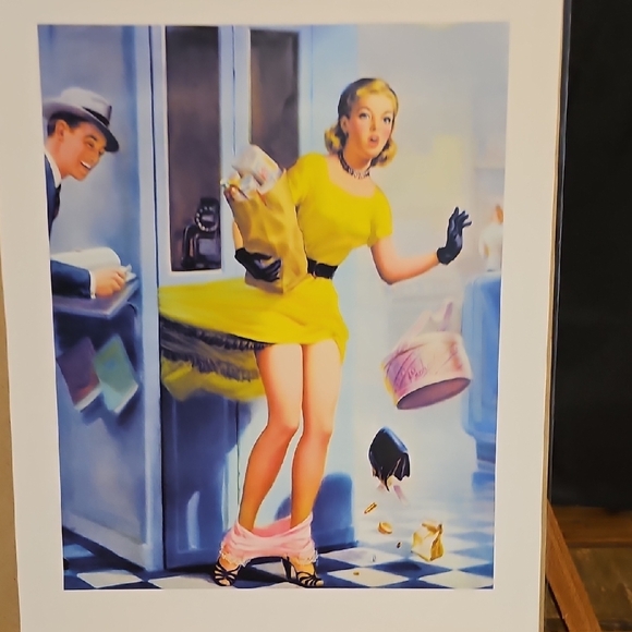 Vintage Pin-Up Style Art Print - Caught In Booth - Frahm - Picture 8 of 8